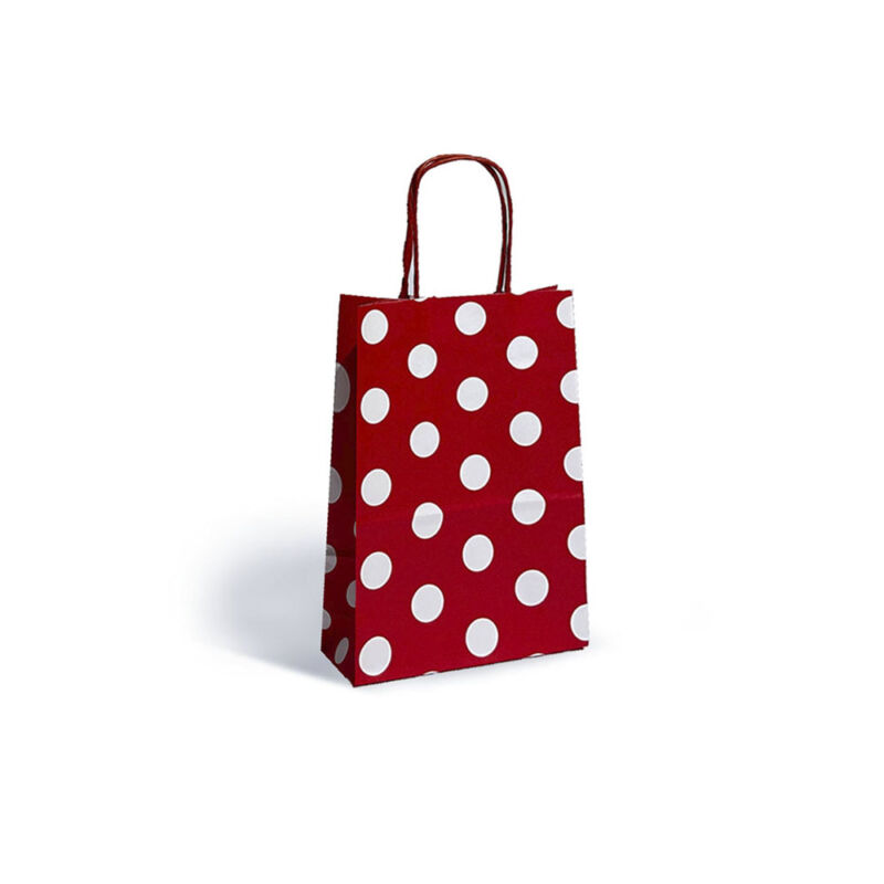 Bolsa Lunares Blancos (base roja) 14x8x20