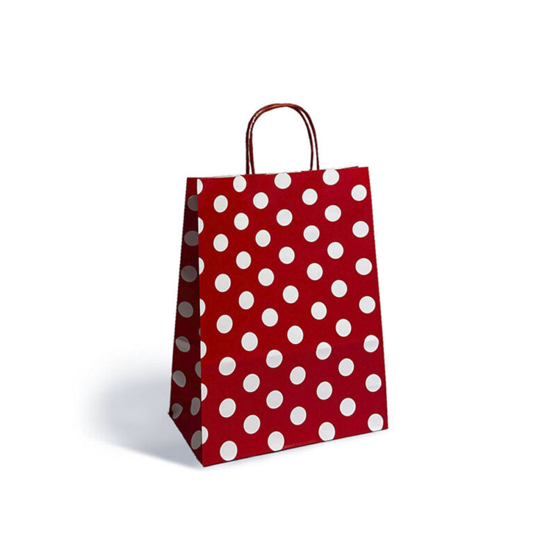 Bolsa Lunares Blancos (base roja) 22x10x30