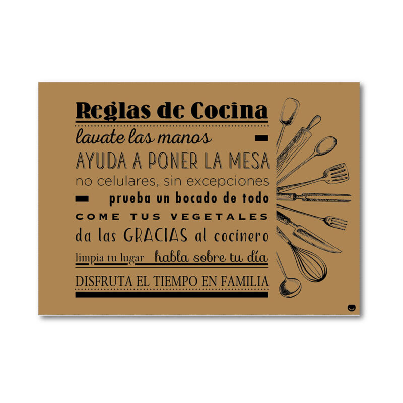 Mantel individual - REGLAS DE COCINA 40X29  x 25u.