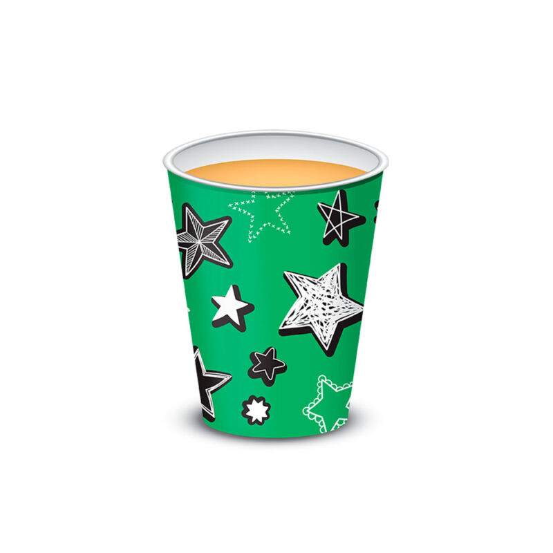 Vaso polipapel 8 oz - VERDE STARS x10