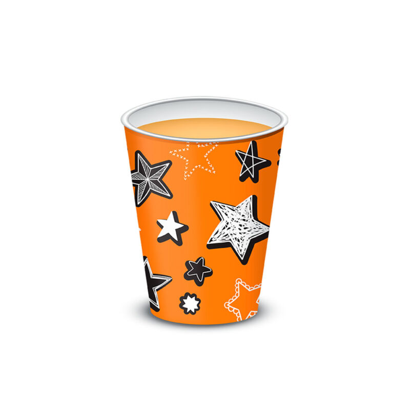 Vaso polipapel 8 oz - NARANJA STARS x10