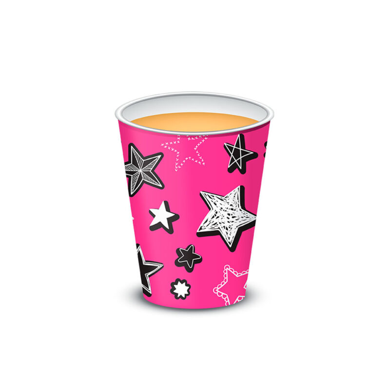 Vaso polipapel 8 oz - FUCSIA STARS x10