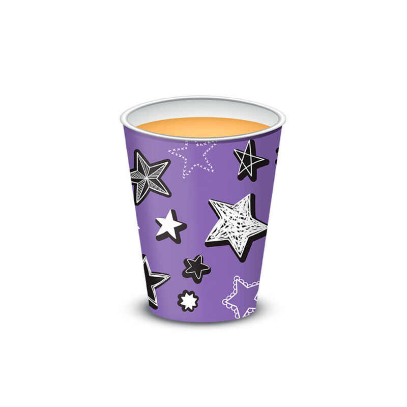 Vaso polipapel 8 oz - VIOLETA STARS x10