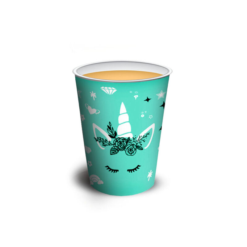 Vaso polipapel 8 oz - UNICORN GREEN x10