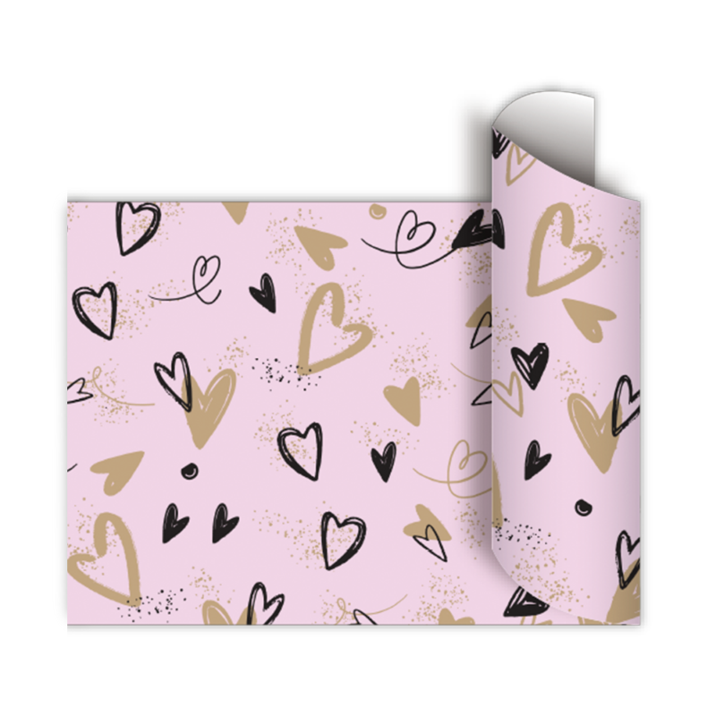 Papel de regalo bobina 40cm x100 Mts - GOLD HEART