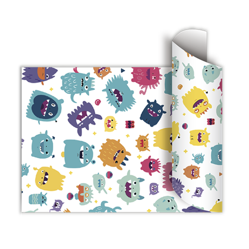 Papel de regalo bobina 60cm x100 Mts - LITTLE MONSTERS