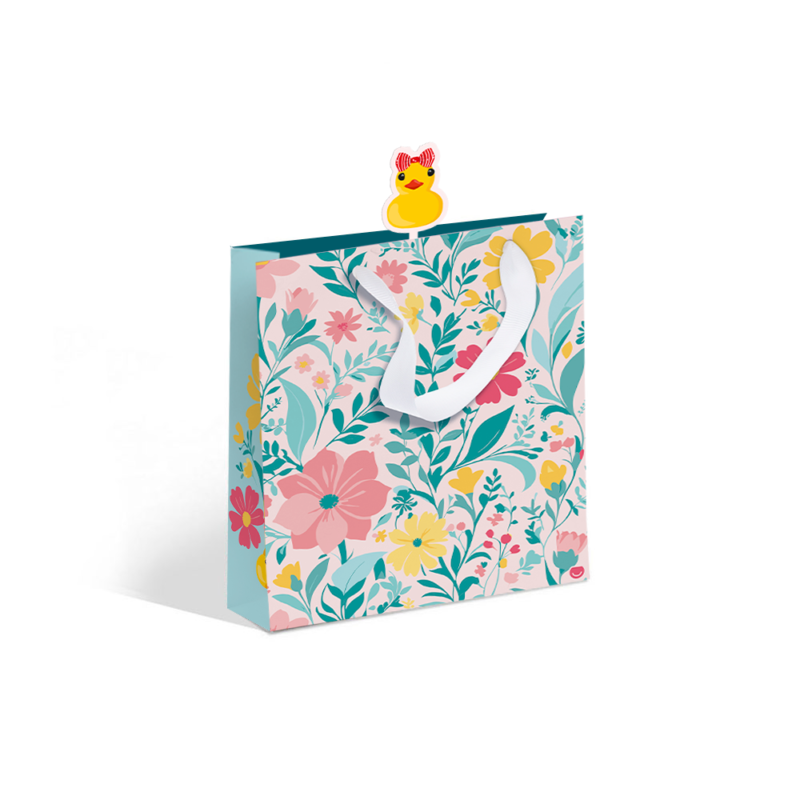 Bolsa Artesanal Patitos Flores 22x10x26
